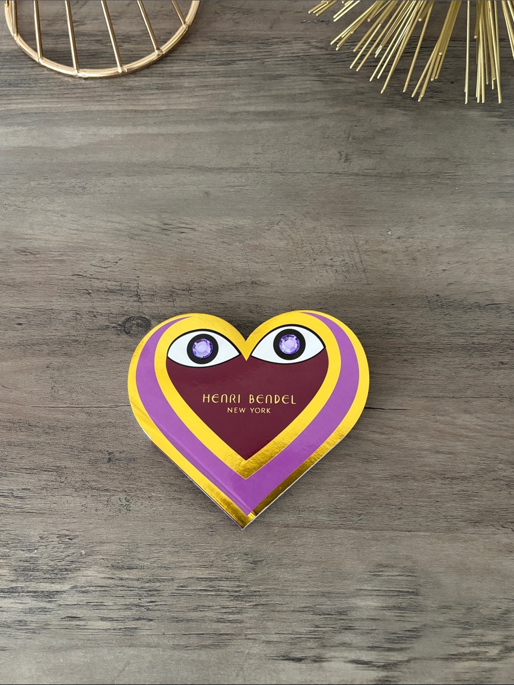 henri bendel Heart-Shaped Gift Box in Purple, Gold and Maroon - Picture 1 of 8